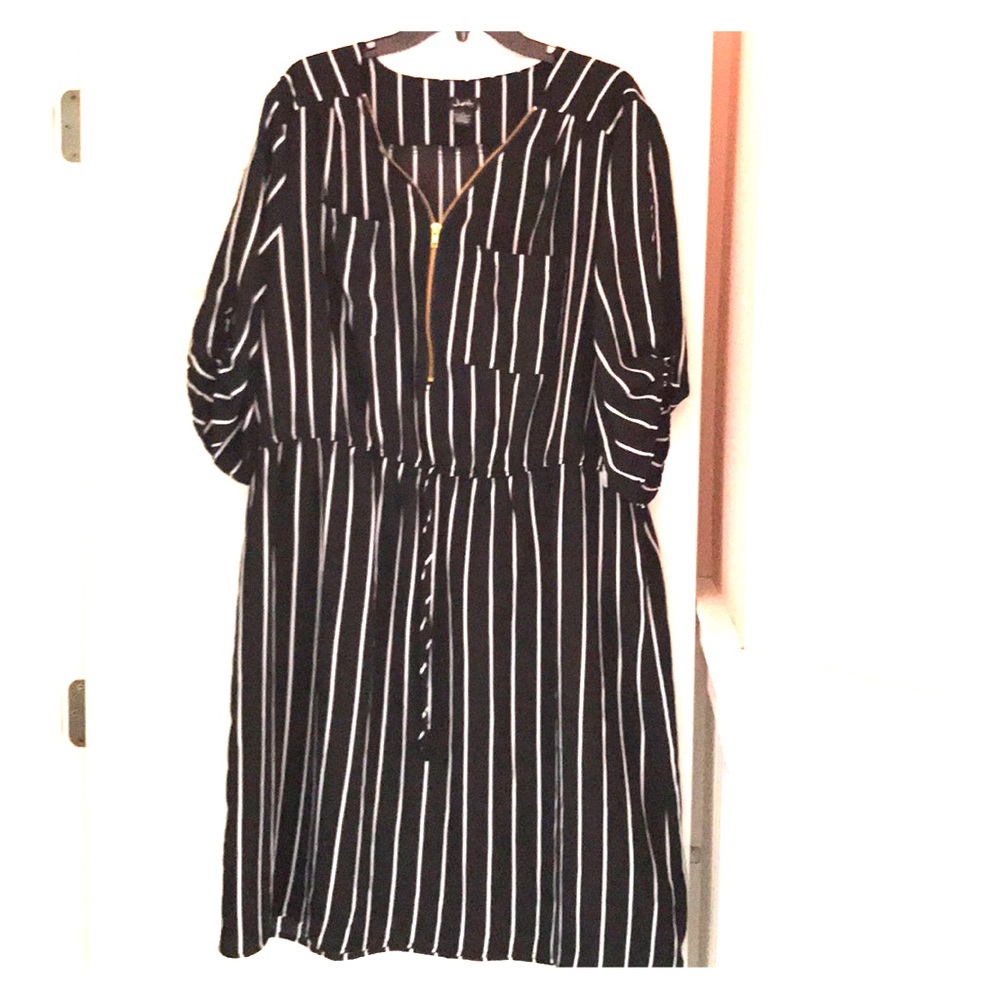 Black & white striped dress